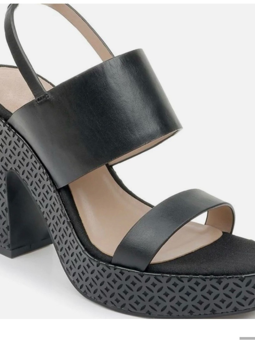 New Zac Posen Black Platform Sandal with Patterned Block Heel